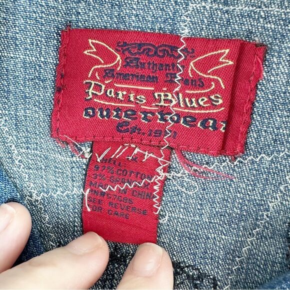 Artist’s Custom Designed Repurposed Jean Vest w/Mixed Media Queen Figure Sz 1X - Picture 9 of 14